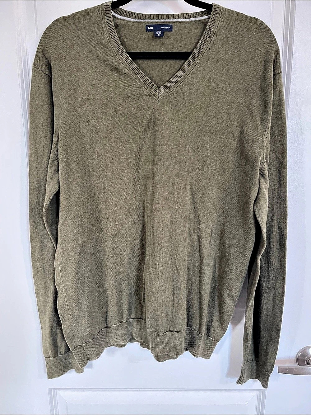 Gap Pima Cotton V-Neck Sweater Green XL